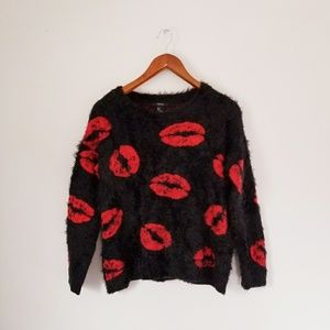 Forever 21 Fuzzy Lipstick Sweater